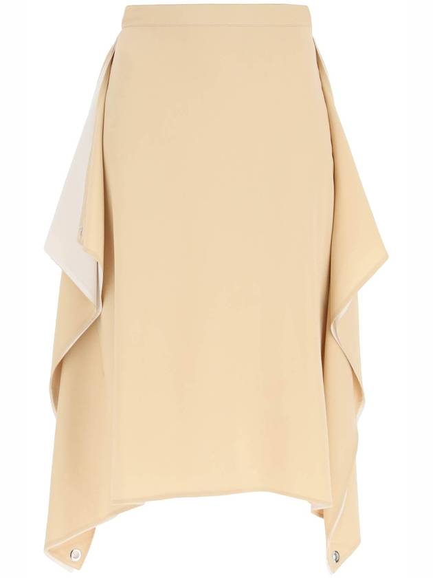 Women's Side Drape Panel Silk H-Line Skirt Beige - BURBERRY - BALAAN 2