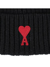 Heart Logo Wool Beanie Black - AMI - BALAAN 6