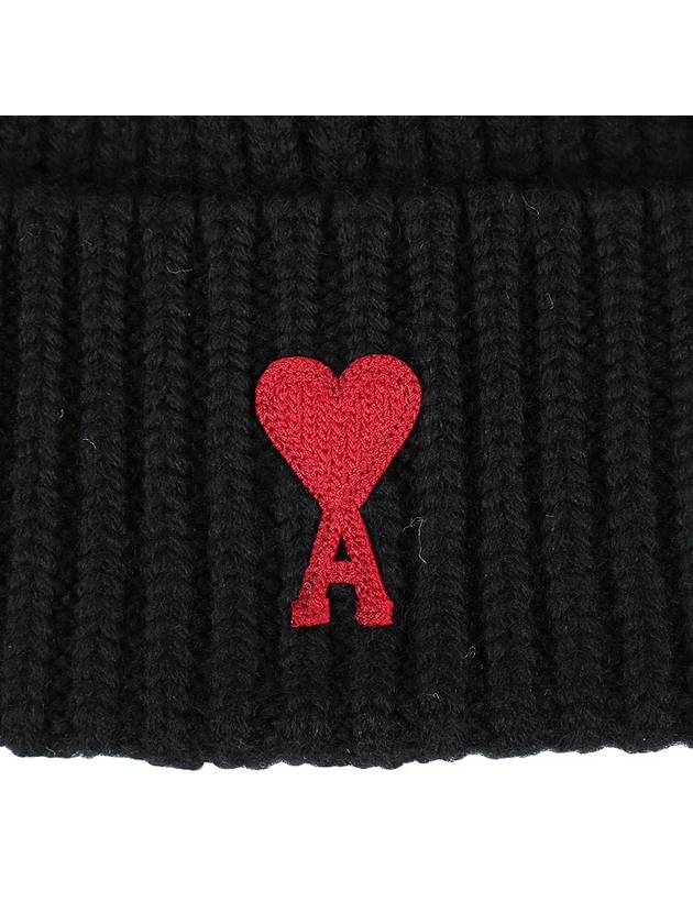 Heart Logo Wool Beanie Black - AMI - BALAAN 6