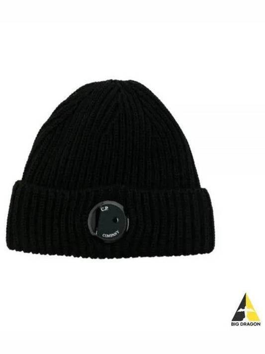 Lens Wappen Extra Fine Merino Wool Beanie Black - CP COMPANY - BALAAN 2