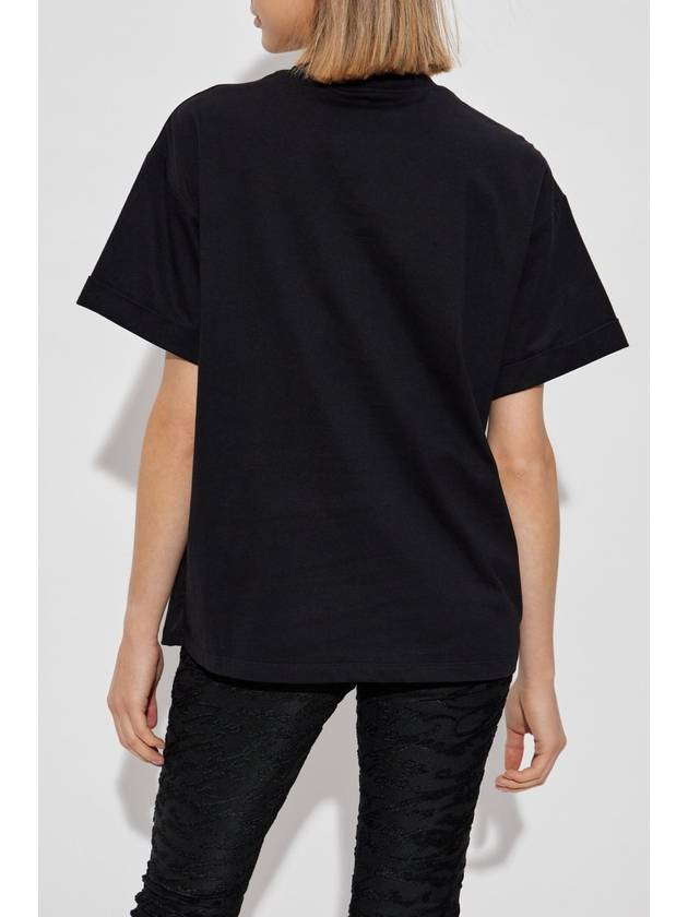 Balmain T-shirt With Shimmering Appliqués, Women's, Black - BALMAIN - BALAAN 4