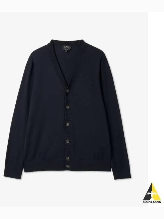 Joe Logo Embroidered Wool Cardigan Navy - A.P.C. - BALAAN 2