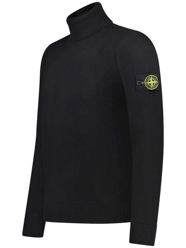 Wappen Patch Virgin Wool Turtleneck Black - STONE ISLAND - BALAAN 4