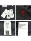 Red Heart Logo Merino Wool Cardigan Heather Grey - AMI - BALAAN 6