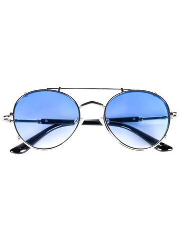 Eyewear Asper Clip-On Blue Tinted Sunglasses Silver - HYBITION - BALAAN 1