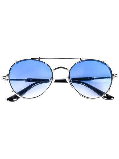 Eyewear Asper Clip-On Blue Tinted Sunglasses Silver - HYBITION - BALAAN 1