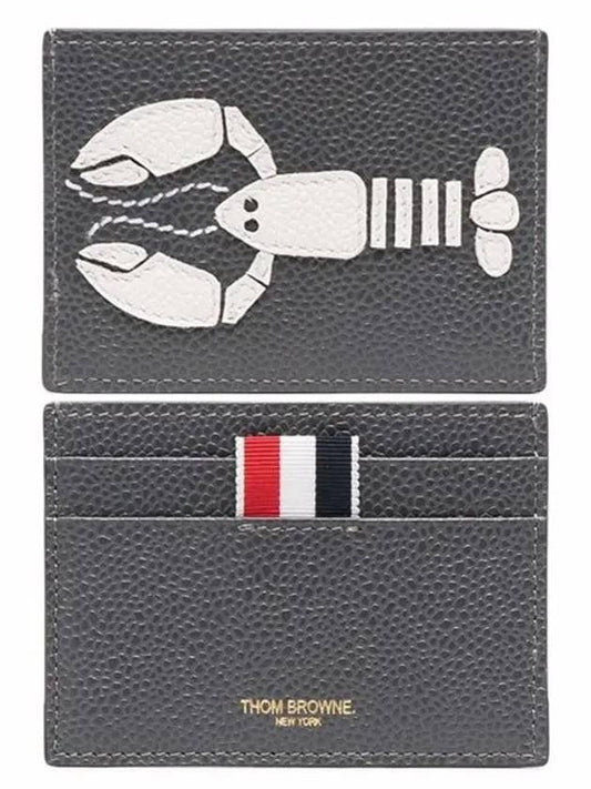 Lobster Pebble Grain Leather Card Wallet Dark Grey - THOM BROWNE - BALAAN 2