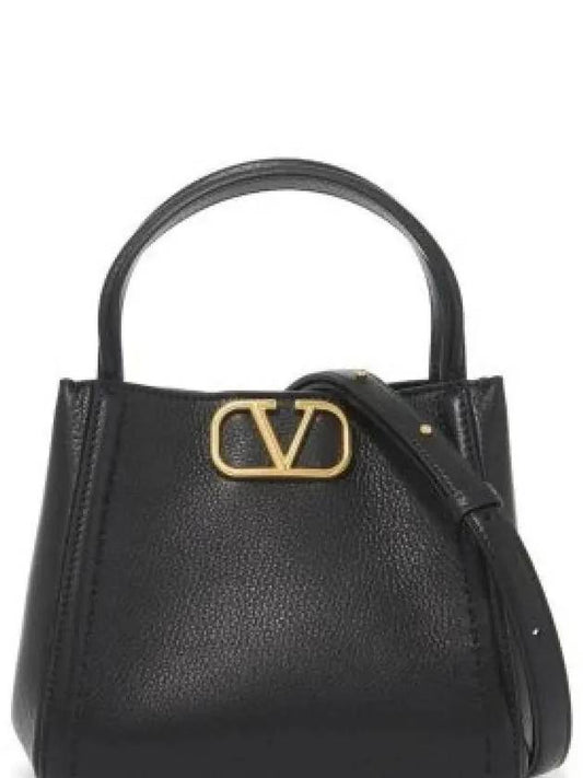 Logo Leather Tote Bag Black - VALENTINO - BALAAN 2