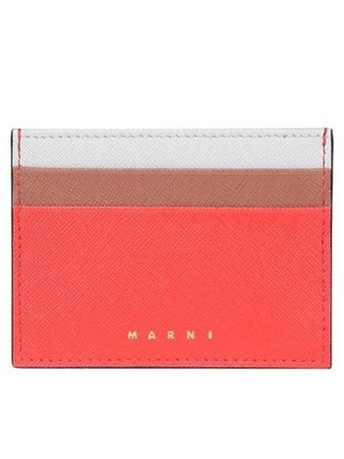 Saffiano Color Block Card Wallet Red - MARNI - BALAAN 1