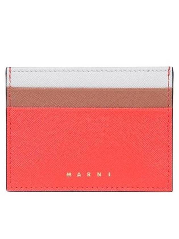 Saffiano Color Block Card Wallet Red - MARNI - BALAAN 1