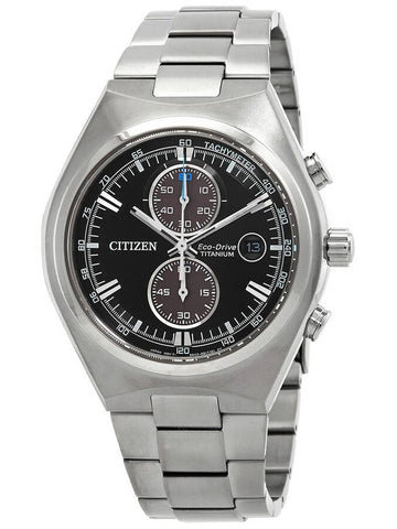 Citizen Super Titanium Chronograph Eco-Drive Black Dial Men's Watch CA7090-87E - CITIZEN - BALAAN 1