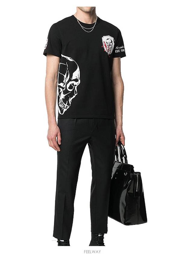 Skull Logo Graphic Print Short Sleeve T-Shirt Black - ALEXANDER MCQUEEN - BALAAN 5