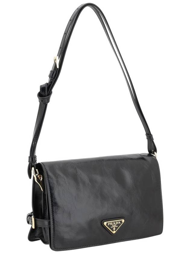 Triangle Logo Leather Shoulder Bag Black - PRADA - BALAAN 3