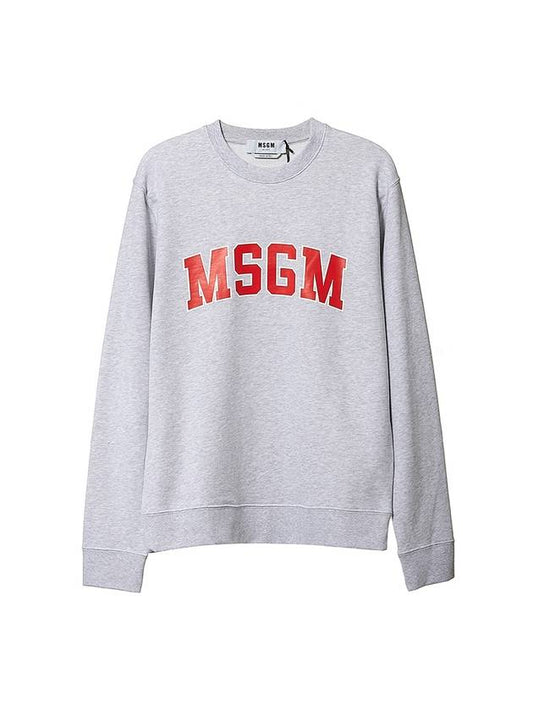 Men's Logo Print Cotton Sweatshirt Light Grey - MSGM - BALAAN 1