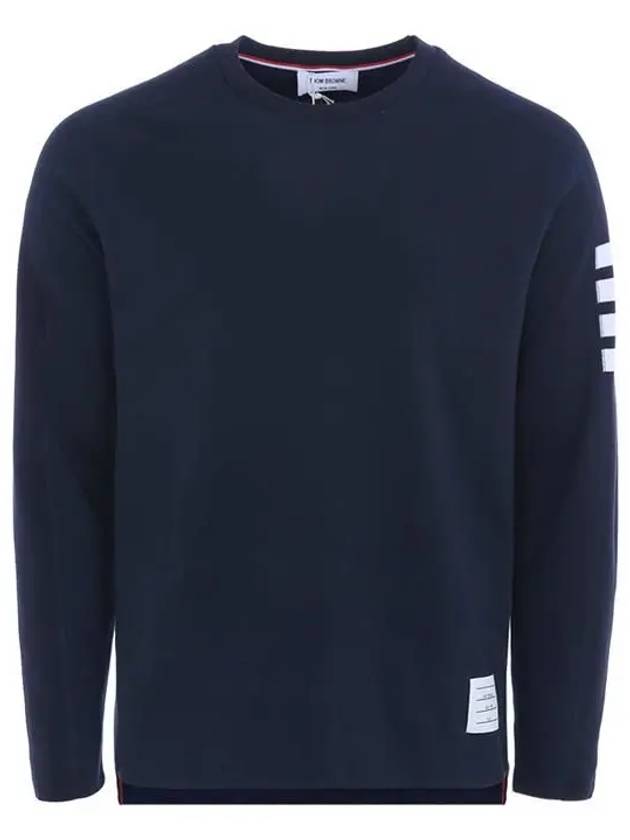 4-Bar Striped Cotton Long Sleeve T-Shirt Navy - THOM BROWNE - BALAAN 2