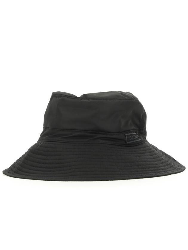 Tech Logo Patch Bucket Hat Black - GANNI - BALAAN.