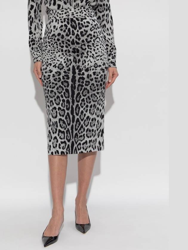 Dolce & Gabbana Silk Skirt With Animal Print, Women's, Grey - DOLCE&GABBANA - BALAAN 3