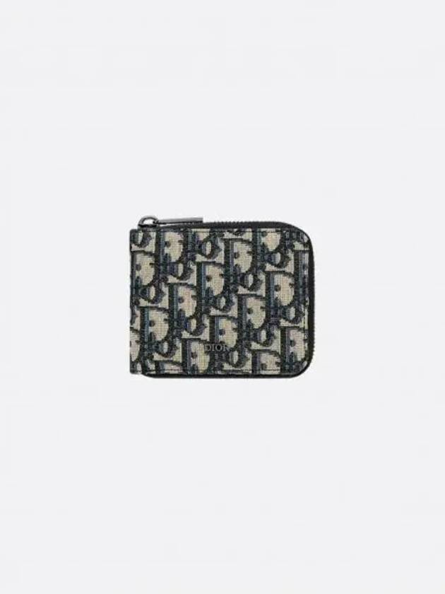 Oblique Zipper Half Wallet Black Beige - DIOR - BALAAN 2