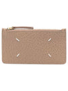 Pebble Leather Stitch Logo Zipper Card Wallet Biche - MAISON MARGIELA - BALAAN 1