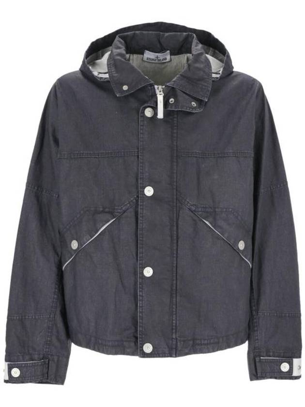 Marina Raw Plated Linen Hooded Jacket Royal Blue - STONE ISLAND - BALAAN 2