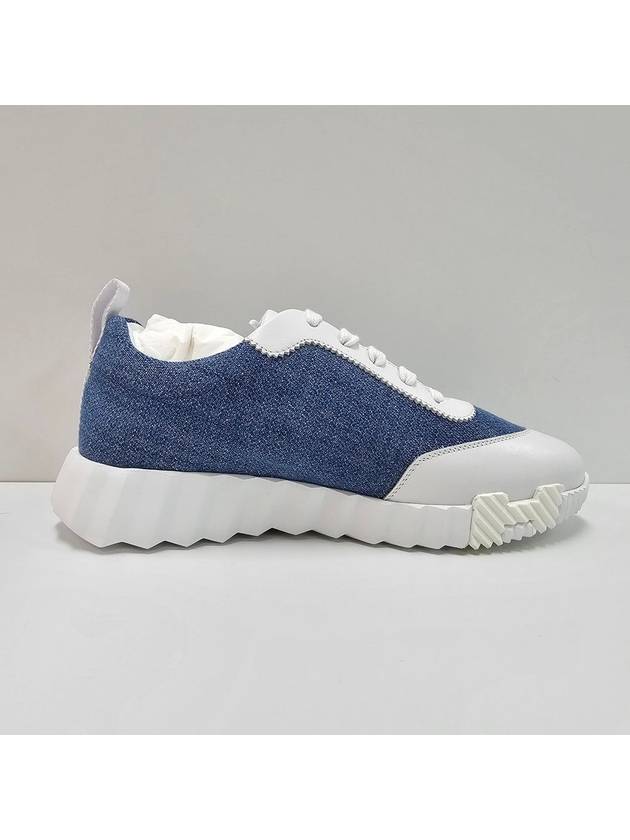 Bouncing Sneakers Chevron Denim Suede Goatskin & Bleu Clair Blanc - HERMES - BALAAN 6