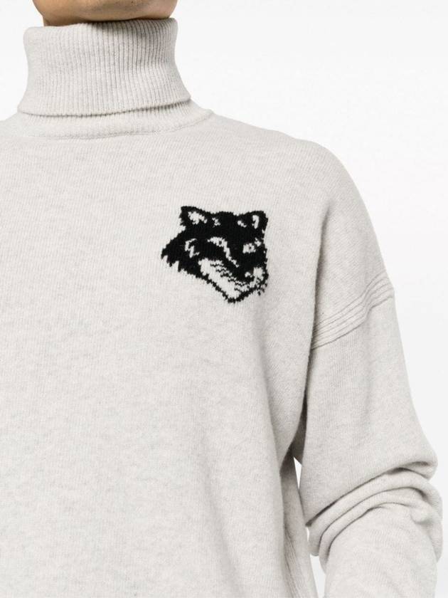 Fox Head Intarsia Comfort Turtleneck Light Grey - MAISON KITSUNE - BALAAN 6