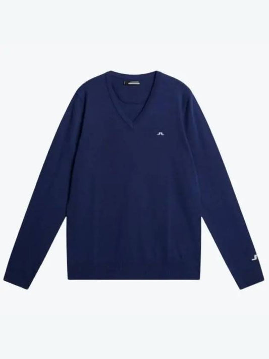 Lymann V-Neck Wool Knit Top Estate Blue - J.LINDEBERG - BALAAN 2