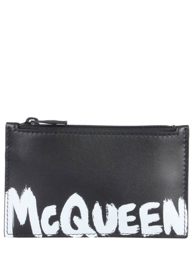 Graffiti Logo Zipper Card Wallet Black - ALEXANDER MCQUEEN - BALAAN 2