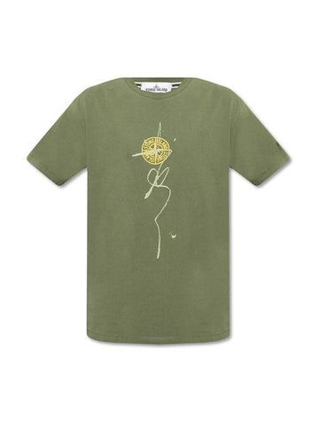 Ink One Printing Short Sleeve T-Shirt Green - STONE ISLAND - BALAAN 1