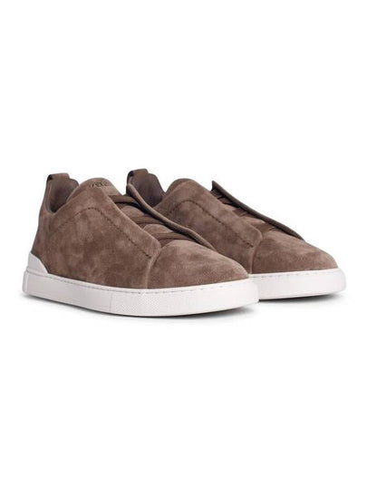 Zegna 'Triple Stitch' Beige Suede Sneakers - ERMENEGILDO ZEGNA - BALAAN 2