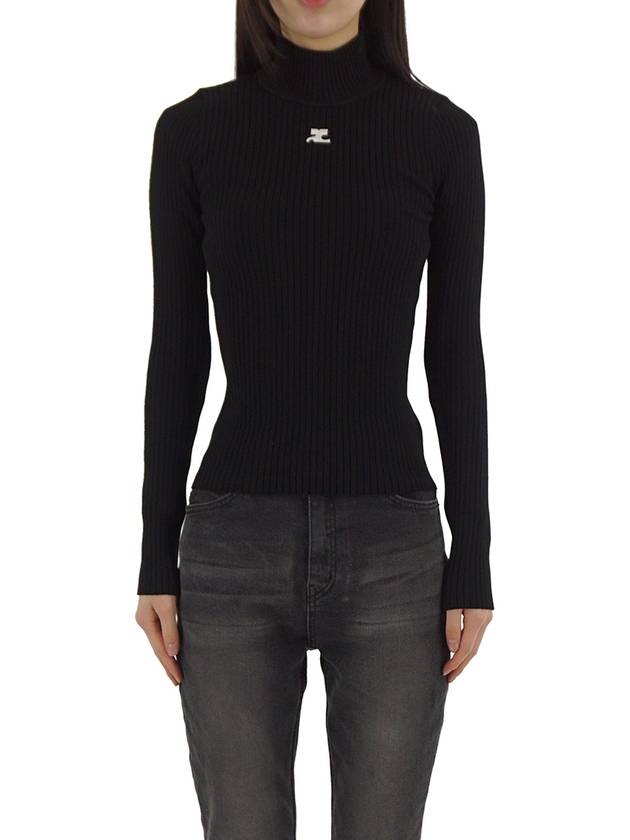 Mockneck Rib Knit Top Black - COURREGES - BALAAN 3