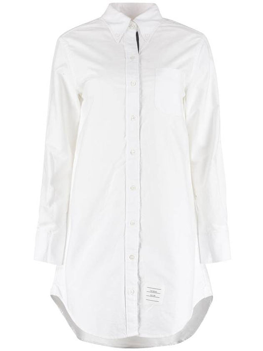 Women's Hidden Oxford Shirt Long Dress White - THOM BROWNE - BALAAN 1