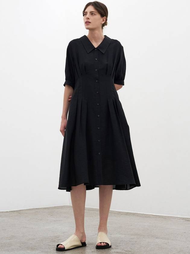 Pin Tuck Flare Long Dress Black - MITTE - BALAAN 2