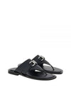 Gancini Leather Flip Flops Black - SALVATORE FERRAGAMO - BALAAN 2