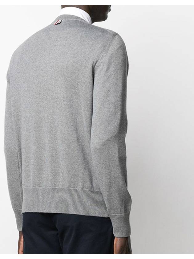 Diagonal Striped Merino Wool Pocket Pullover Knit Top Grey - THOM BROWNE - BALAAN 5