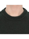 Logo Patch Crew Neck Wool Knit Top Khaiki - STONE ISLAND - BALAAN 7