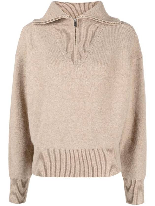 Fancy Half Zip-Up Neck Wool Knit Top Beige - ISABEL MARANT - BALAAN 1