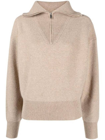 Fancy Half Zip-Up Neck Wool Knit Top Beige - ISABEL MARANT - BALAAN 1