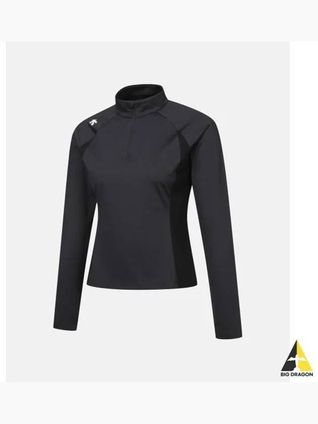 Women s Half Zip Up Long Sleeve T Shirt Black SP322TTL83 - DESCENTE - BALAAN 1