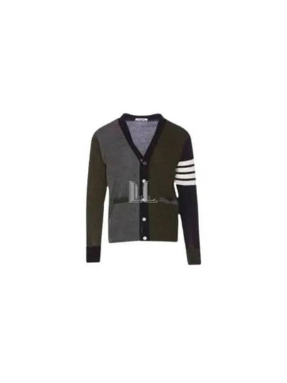 Men's Sustainable Classic Diagonal Wool Cardigan Med Grey - THOM BROWNE - BALAAN 2