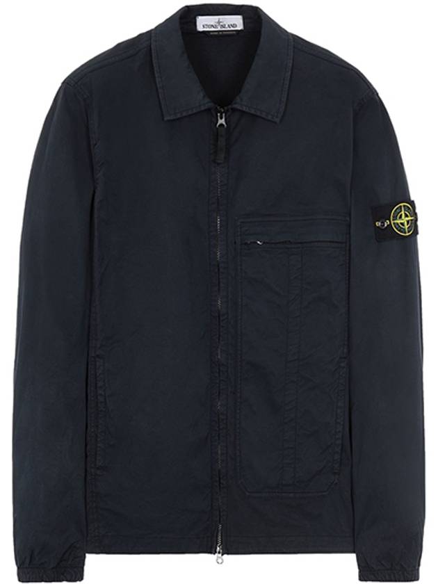 Stretch Cotton Twill Overshirt Zip-up Jacket Navy Blue - STONE ISLAND - BALAAN 2