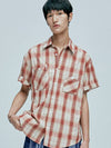 cig plaid two pocket work short sleeve shirt red - KND - BALAAN 10