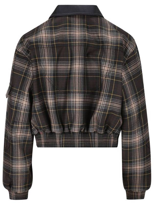 Tartan Wool Bomber Jacket Brown - FENDI - BALAAN 3