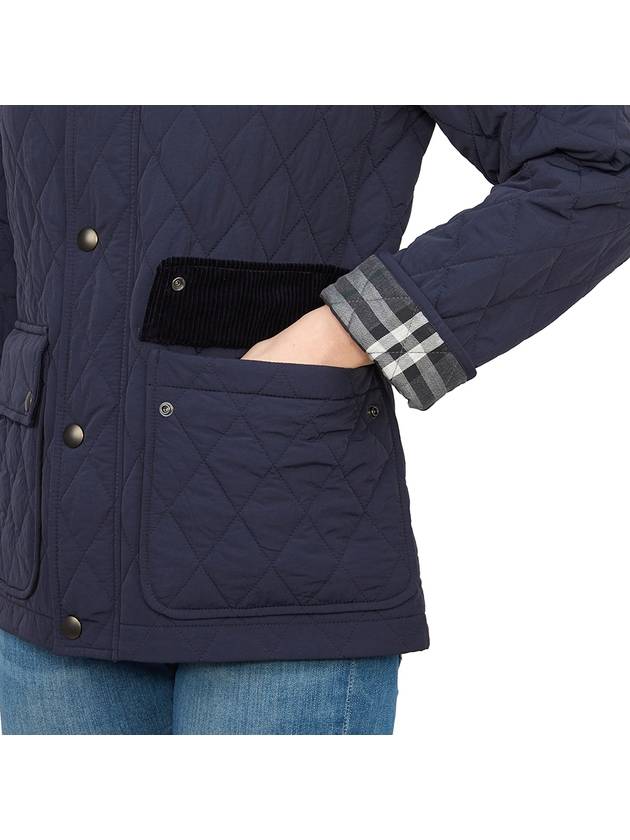 Corduroy Collar Quilted Jacket Navy - BURBERRY - BALAAN 10