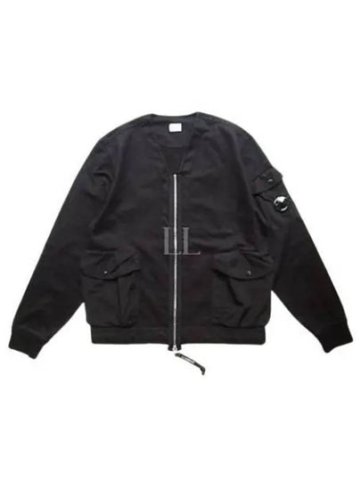 Men's Logo Patch Zip-Up Jacket Black - CP COMPANY - BALAAN 2