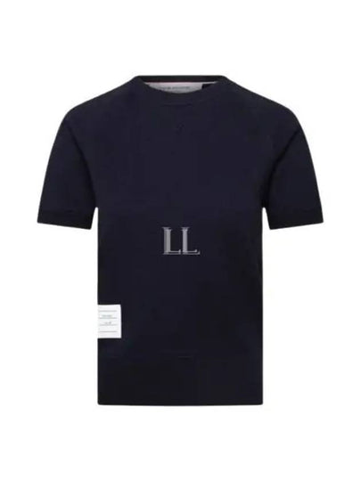 Women's Loopback Cotton Short Sleeve T-Shirt Navy - THOM BROWNE - BALAAN 2