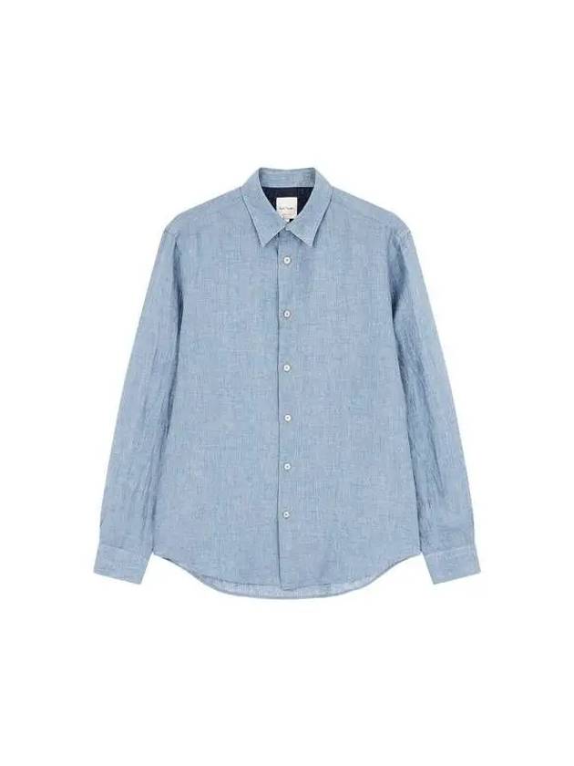 Regular fit long sleeve linen shirt blue 270061 - PAUL SMITH - BALAAN 1