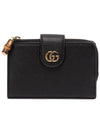 Medium Double G Bamboo Leather Card Wallet Black - GUCCI - BALAAN 1