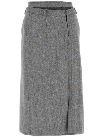 Asymmetrical Drape Wool H-Line Skirt Grey - MAISON MARGIELA - BALAAN 1