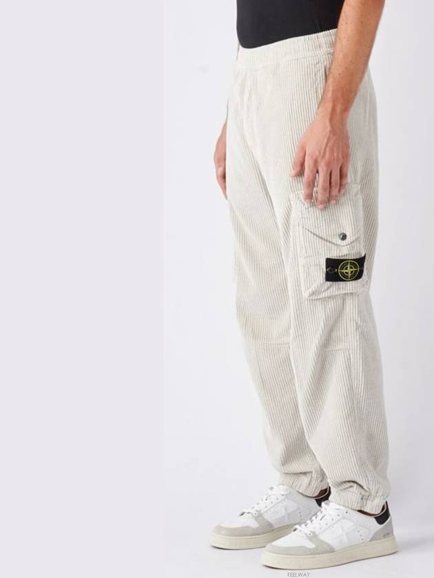 Corduroy Cotton Cargo Straight Pants Plaster - STONE ISLAND - BALAAN 2